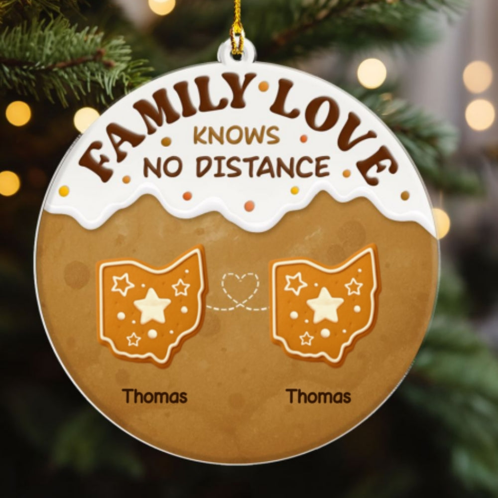 Custom Family Ornament, Christmas Gift for Family Members •  Connected By Hearts - Personalized Acrylic Ornament