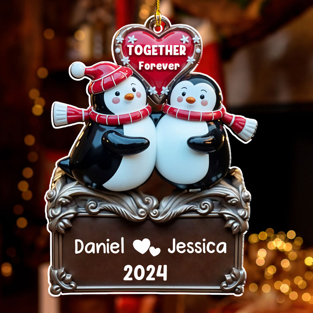 Custom Couple Christmas Ornament, Anniversary Gift •  Together Forever Version 2 - Personalized Acrylic Ornament