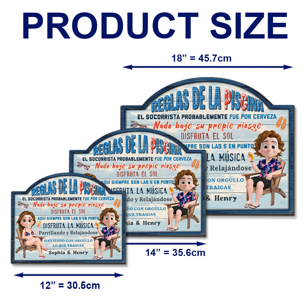 Custom Family Summer Backyard, Patio & Porch Decor • Reglas De La Piscina - Letrero De Madera Personalizado