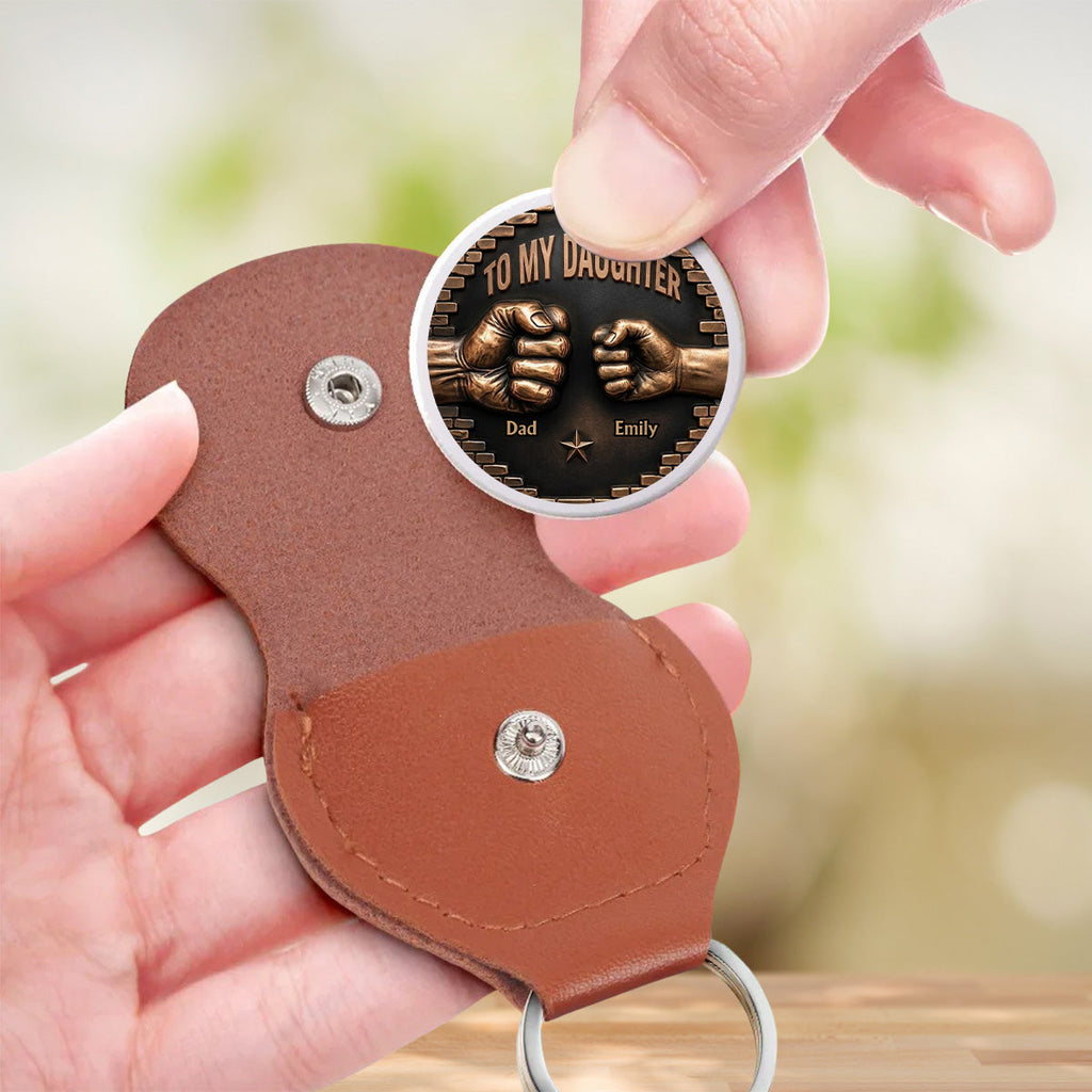 Custom Daughter Coin Keychain, Mother's Day Birthday Gifts • For My Lovely Daughter - Personalized Pocket Hug