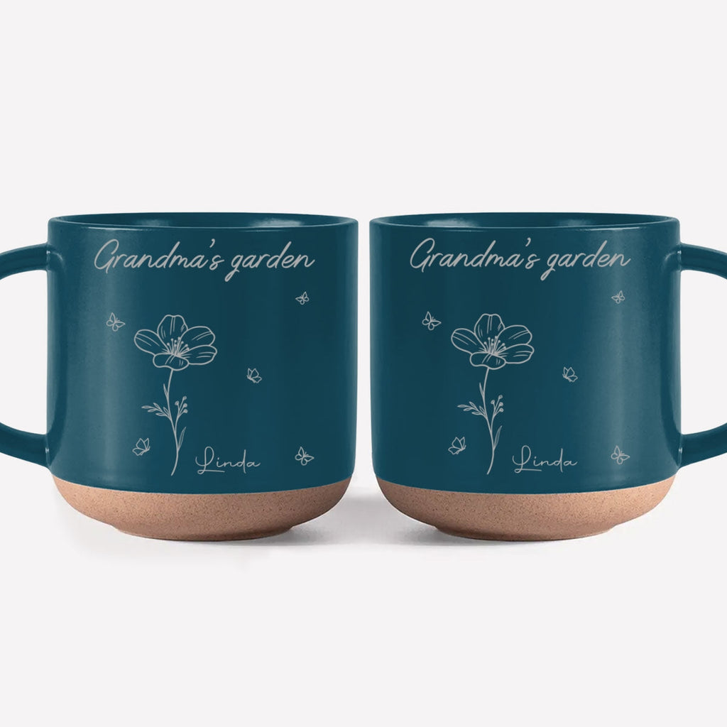 Custom Christmas & Birthday Gift For Grandma • Nana Garden - Personalized Engraved Pottery Mug