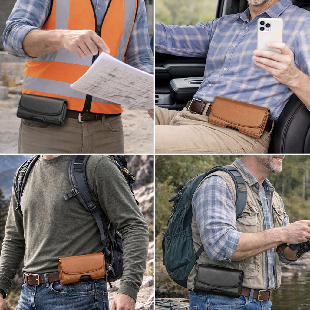 First Dad Now Papa - Personalized Leather Phone And Card Holster