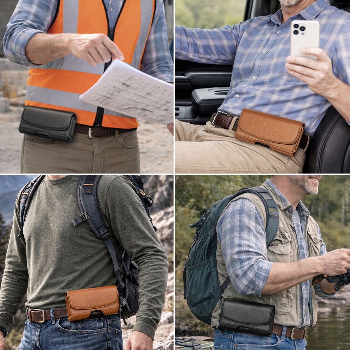 First Dad Now Papa - Personalized Leather Phone And Card Holster