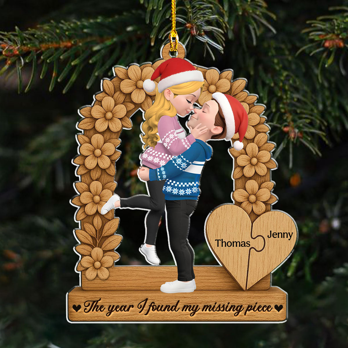 Custom Couple Christmas Ornament, Anniversary Gift •  The Year I Found You - Personalized Acrylic Ornament