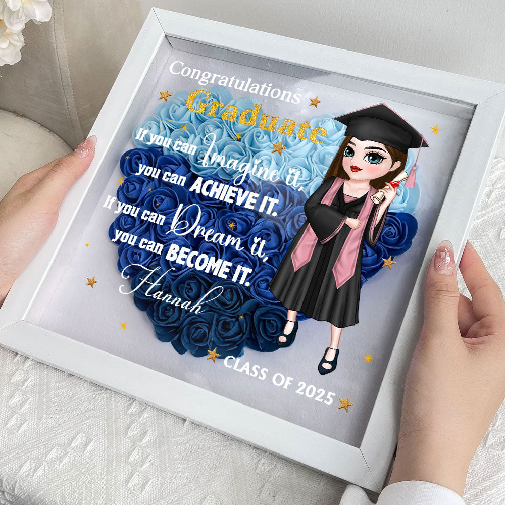 If You Can Dream It, You Can Become It - Personalized Flower Shadow Box