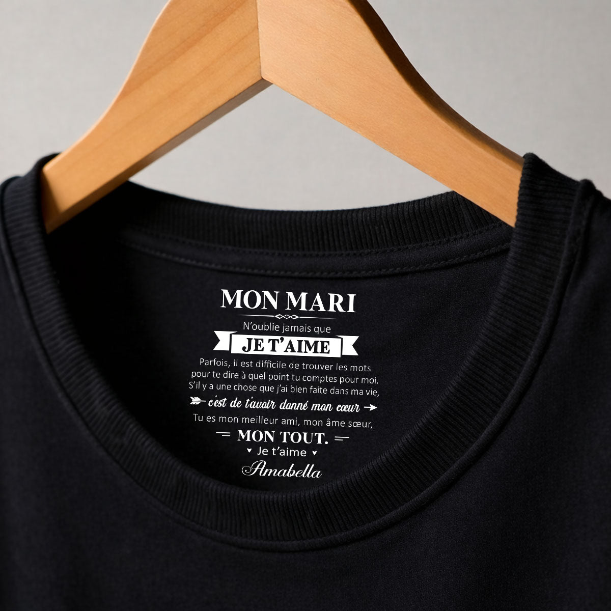 Custom Christmas Anniversary Keepsake Gifts For Husband • Mon âme sœur et mon tout – T-shirt avec impression personnalisée à l’intérieur du col