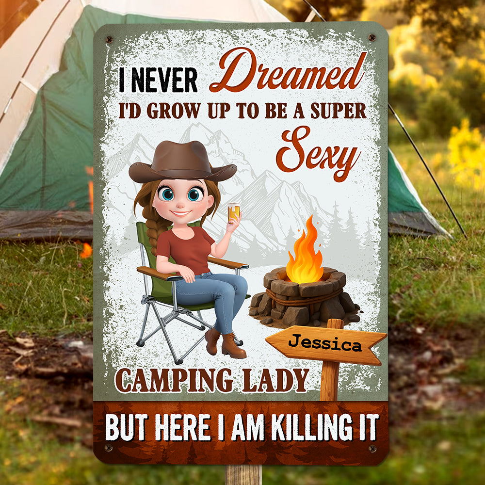 Custom Home & Wall Decor, Birthday & Christmas Gift • Just Crushing This Camping Life - Personalized Metal Sign