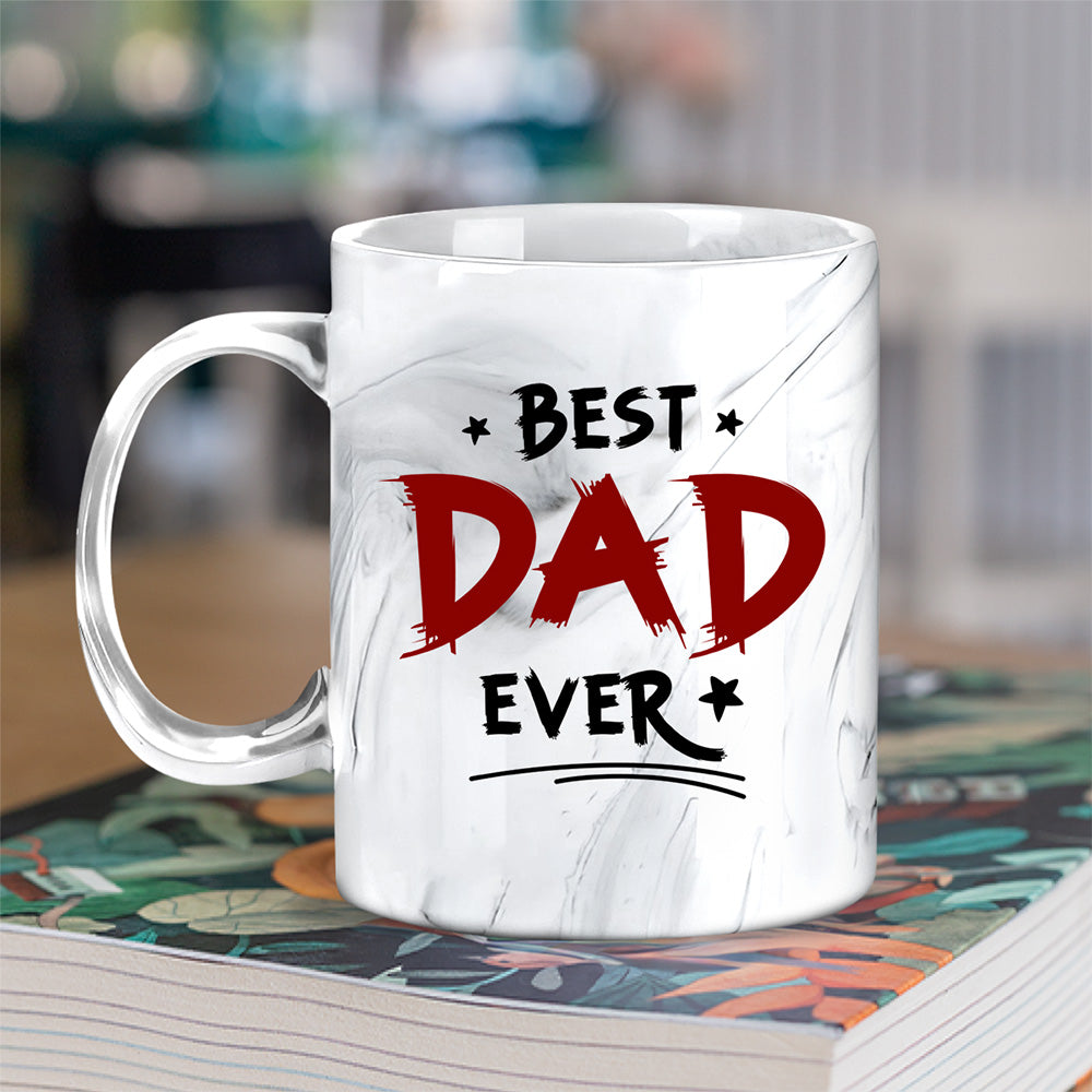 Custom Father's Day, Special Gift for Dad & Grandpa • Best Daddy Ever - Personalized Grey Marble Mug