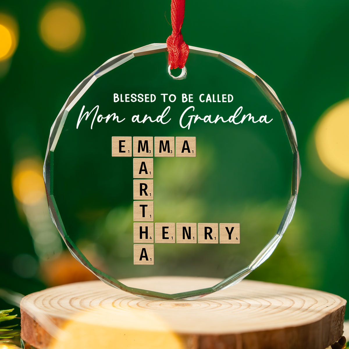 Custom Family Ornament, Christmas Gift for Family Members •  Blessed With Endless Family Joy - Personalized Glass Ornament