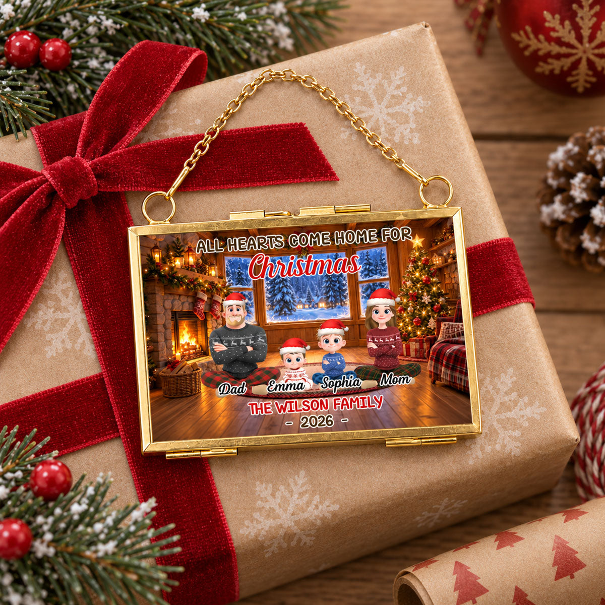 Our Family Christmas Story - Personalized Metal Frame Ornament
