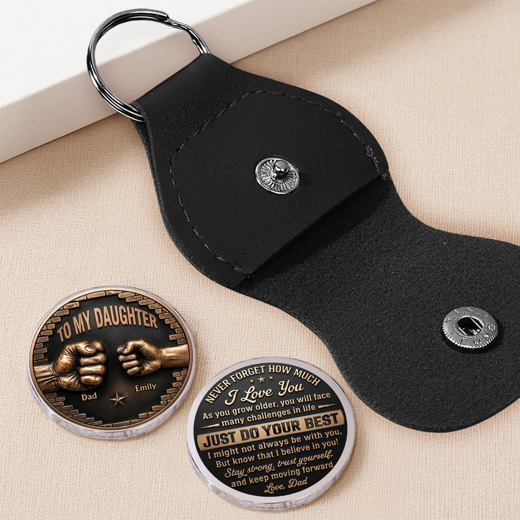 Custom Daughter Coin Keychain, Mother's Day Birthday Gifts • For My Lovely Daughter - Personalized Pocket Hug
