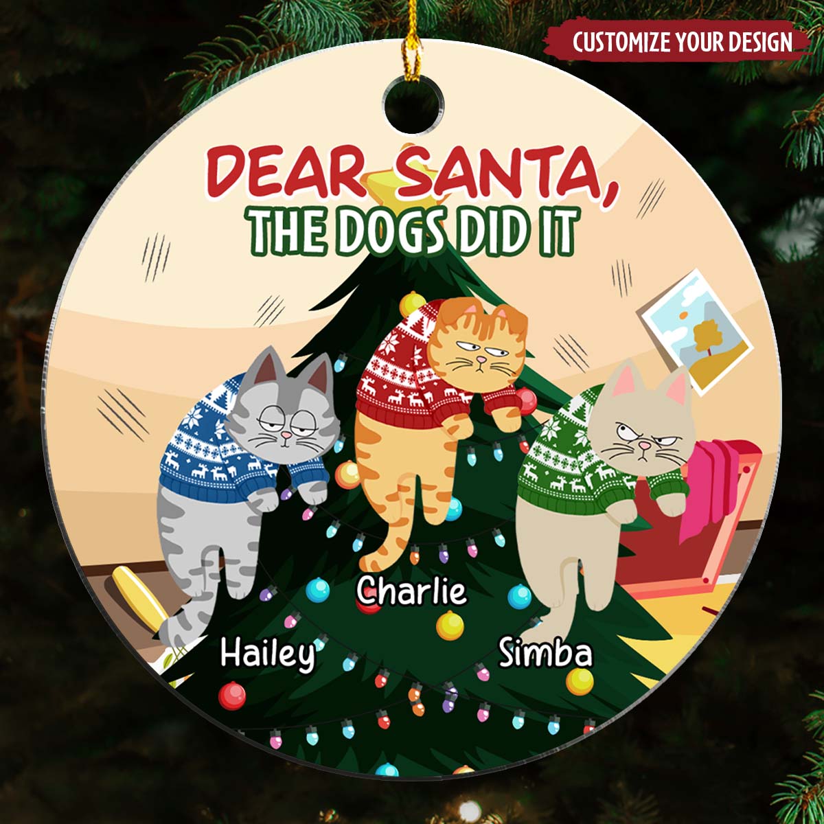 Custom Keepsake Christmas Ornament •  Dear Santa The Dog Did It - Personalized Acrylic Ornament