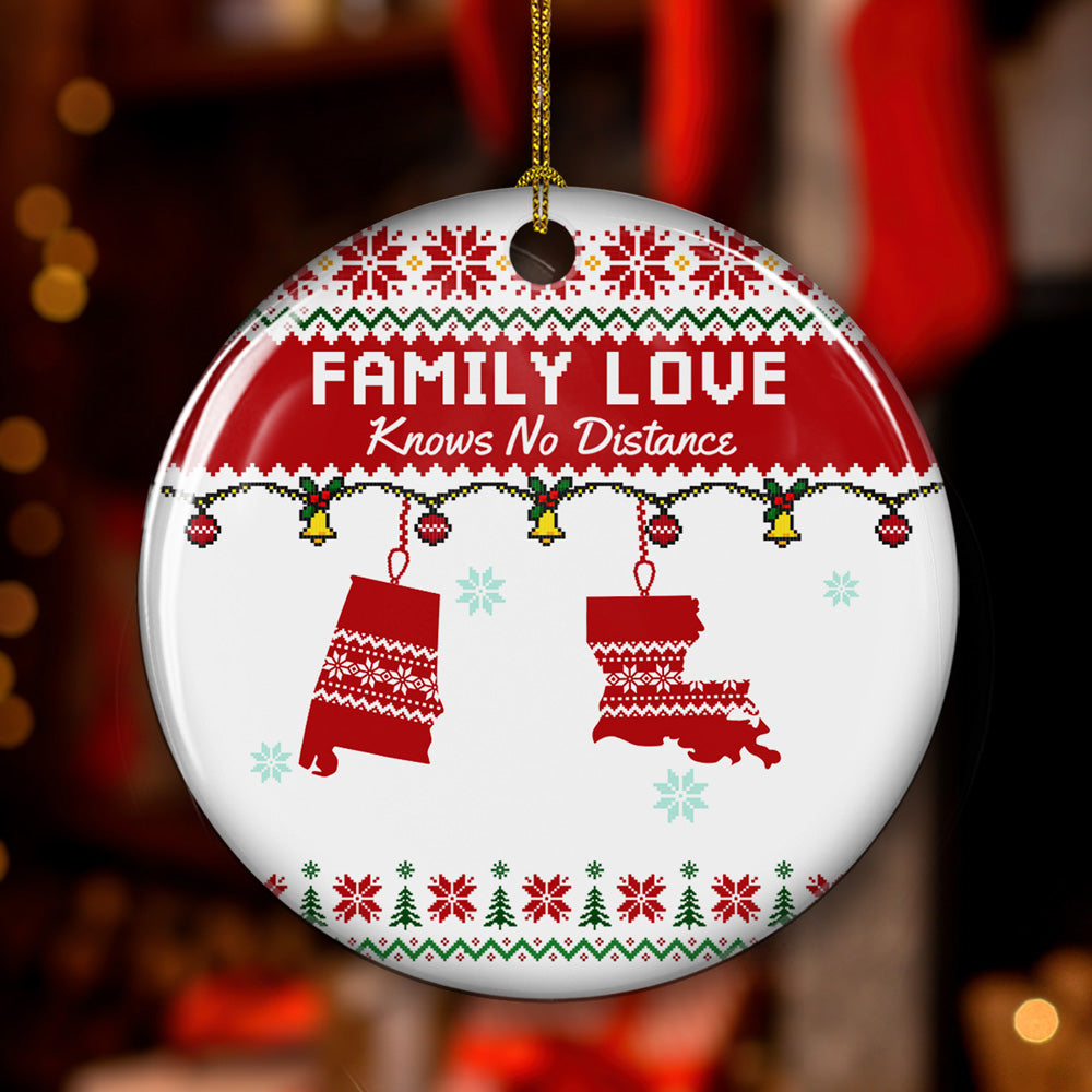 Custom Family Ornament, Christmas Gift for Family Members •  No Matter Where You Are - Personalized Ceramic Ornament