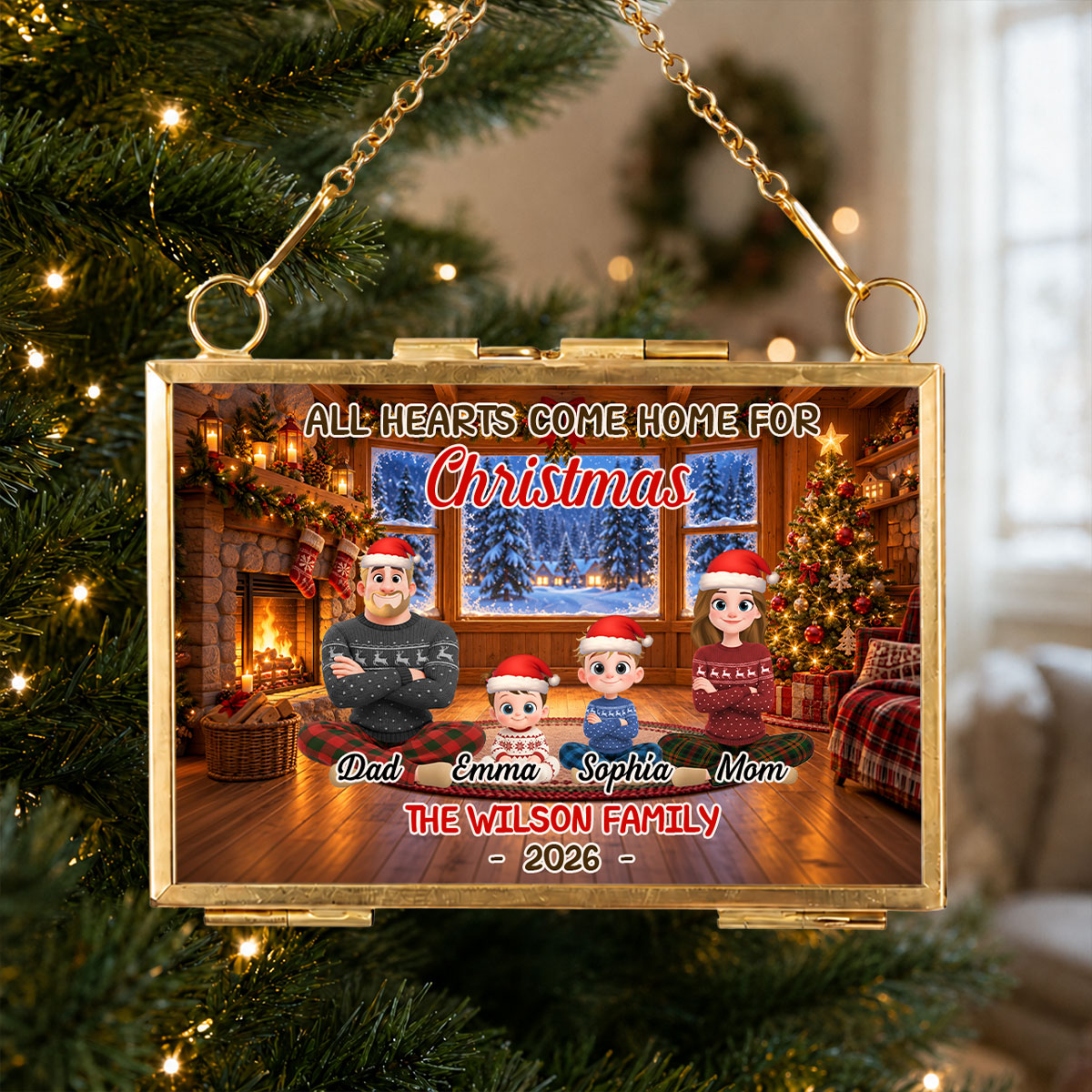 Our Family Christmas Story - Personalized Metal Frame Ornament