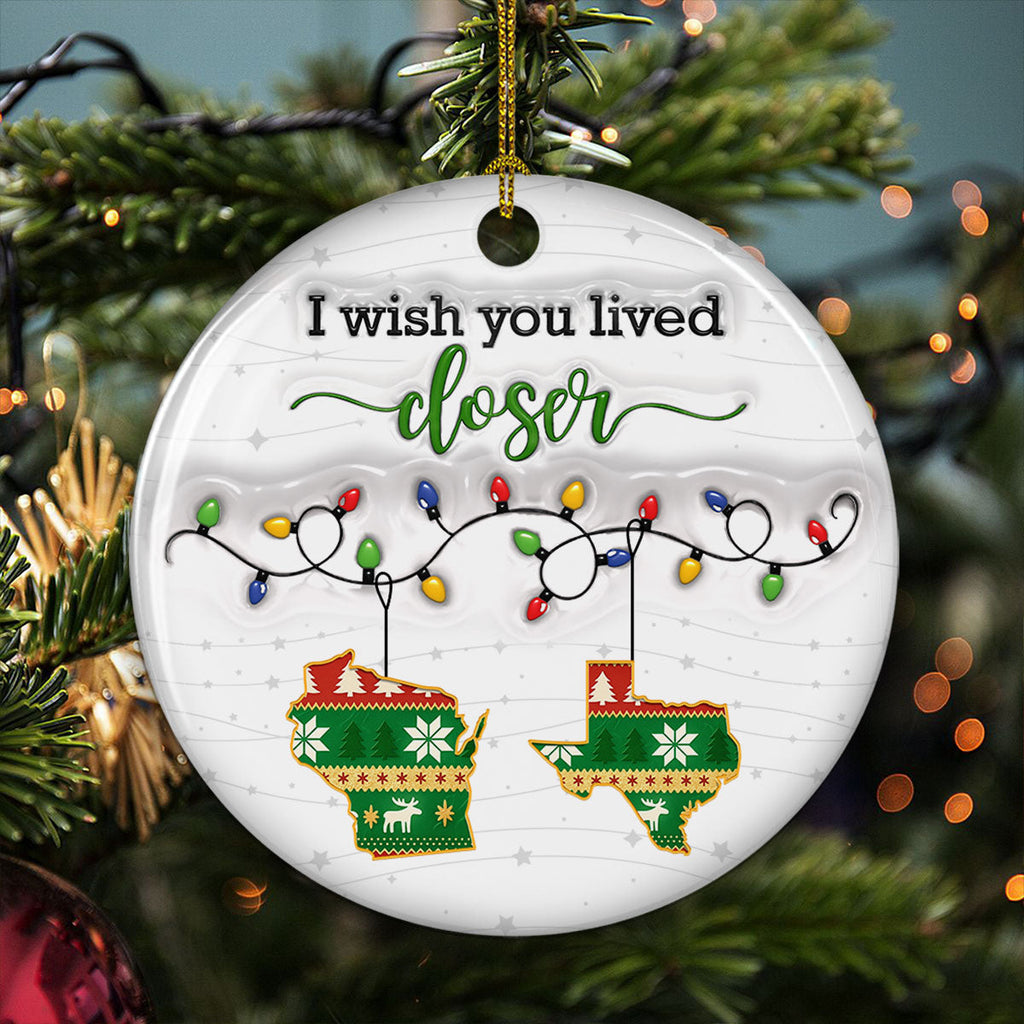 Custom Family Ornament, Christmas Gift for Family Members •  So Far From Me - Personalized 3D Inflated Effect Ceramic Ornament
