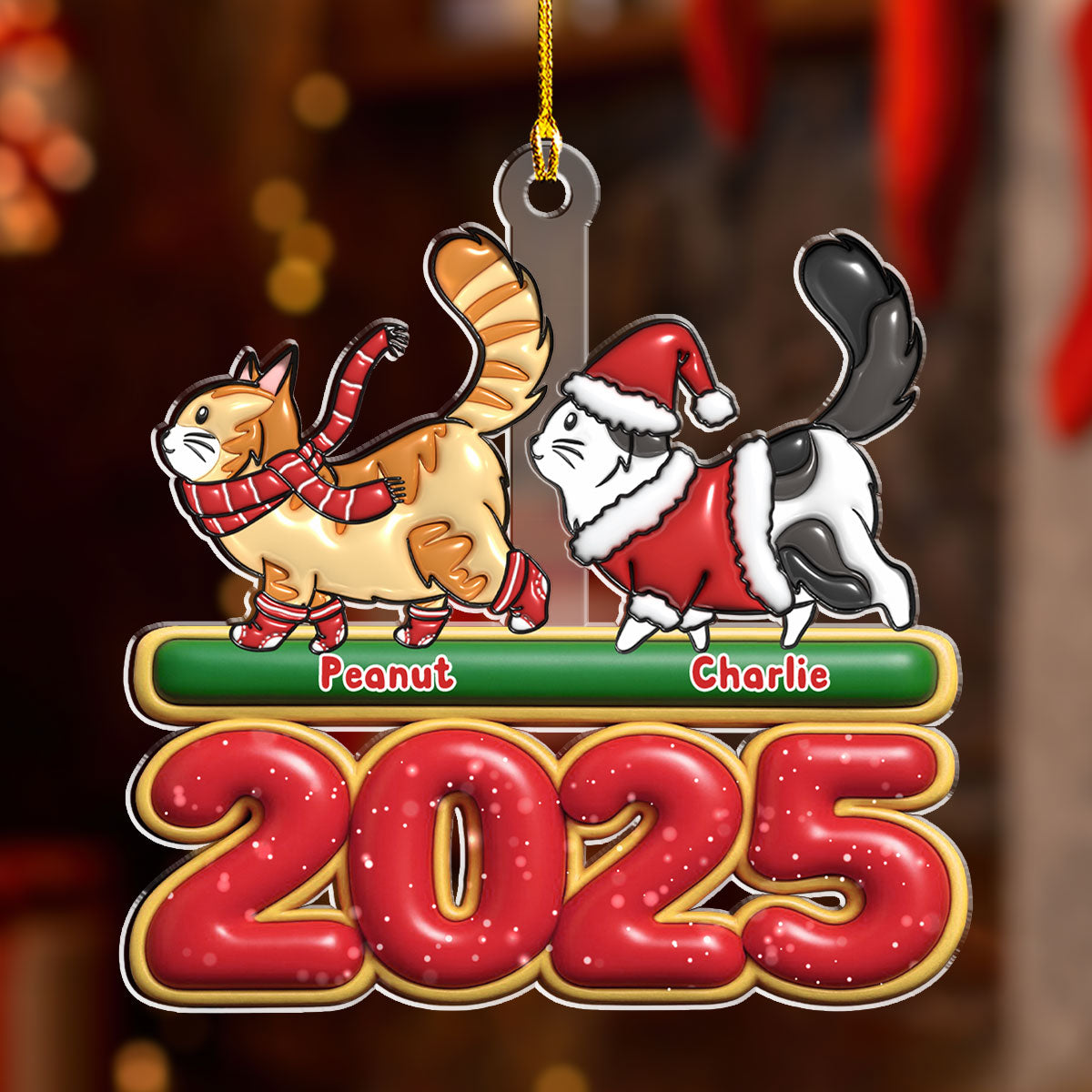 Custom Keepsake Christmas Ornament •  Cat Walks - Personalized Acrylic Ornament
