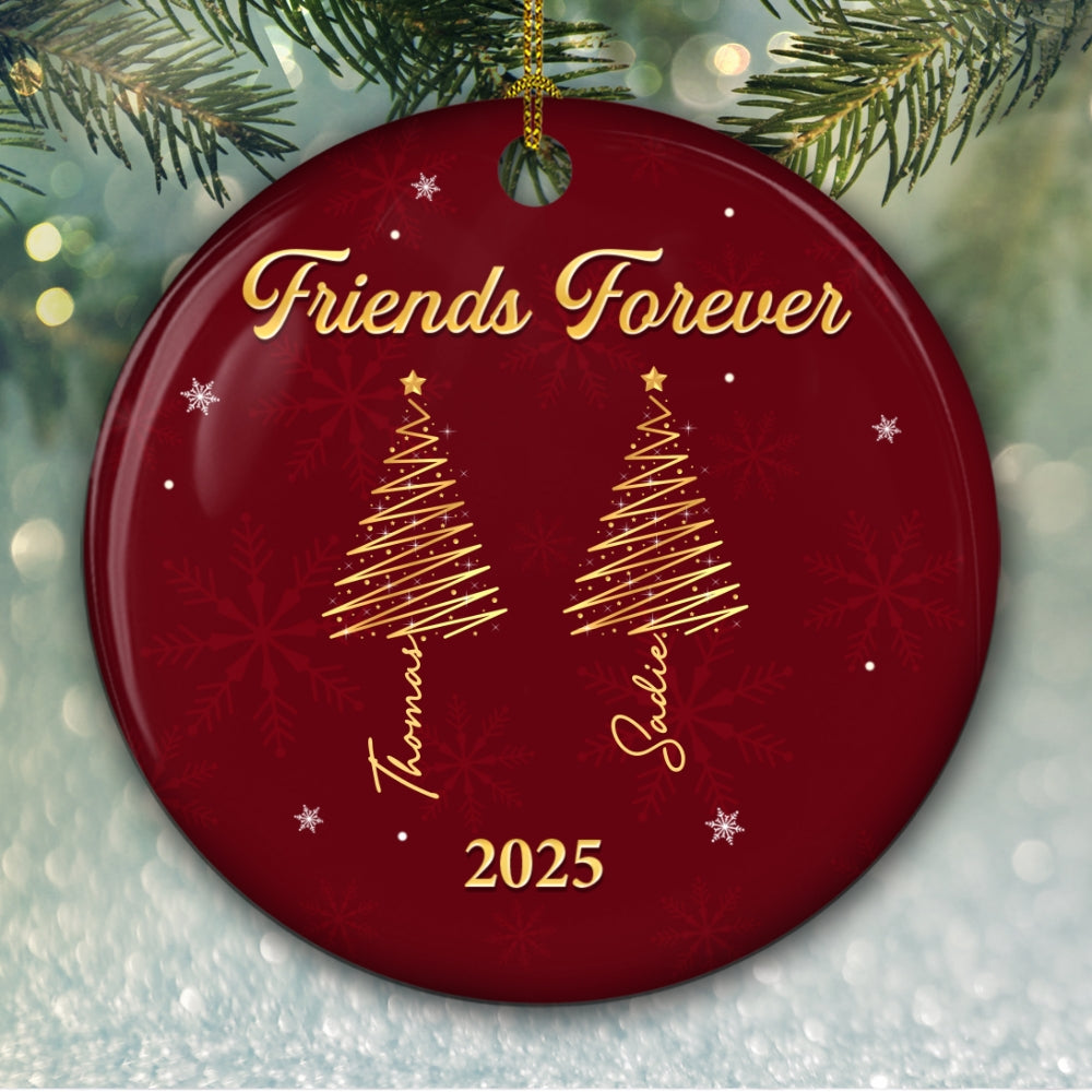 Custom Friendship Christmas Ornament, Best Friend Gift •  Gift For Friends 2025 - Personalized Ceramic Ornament