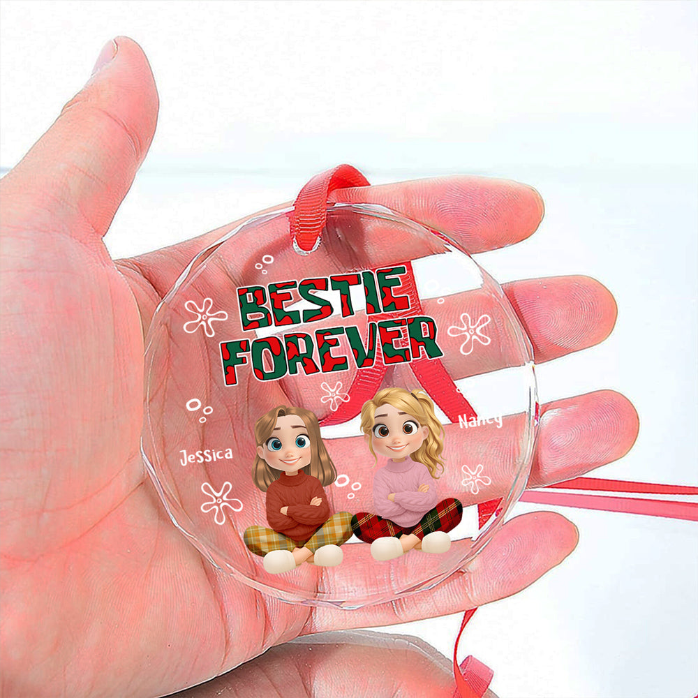 Custom Friendship Christmas Ornament, Best Friend Gift •  My Best Girl - Personalized Glass Ornament