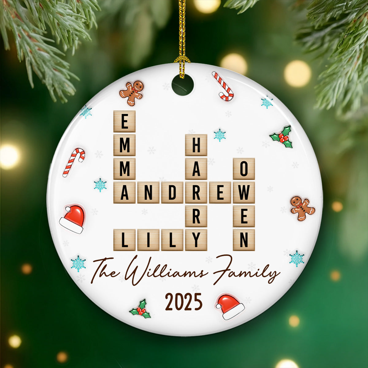 Custom Family Ornament, Christmas Gift for Family Members •  The Best Crossword We Ever Made - Personalized 3D Inflated Effect Ceramic Ornament