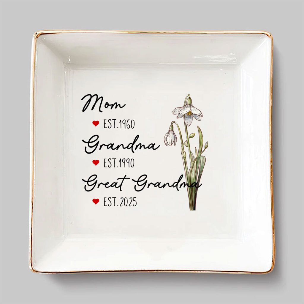 Custom Grandma Trinket Dish, Birthday Christmas Gift • Great Grandma - Personalized Jewelry Dish