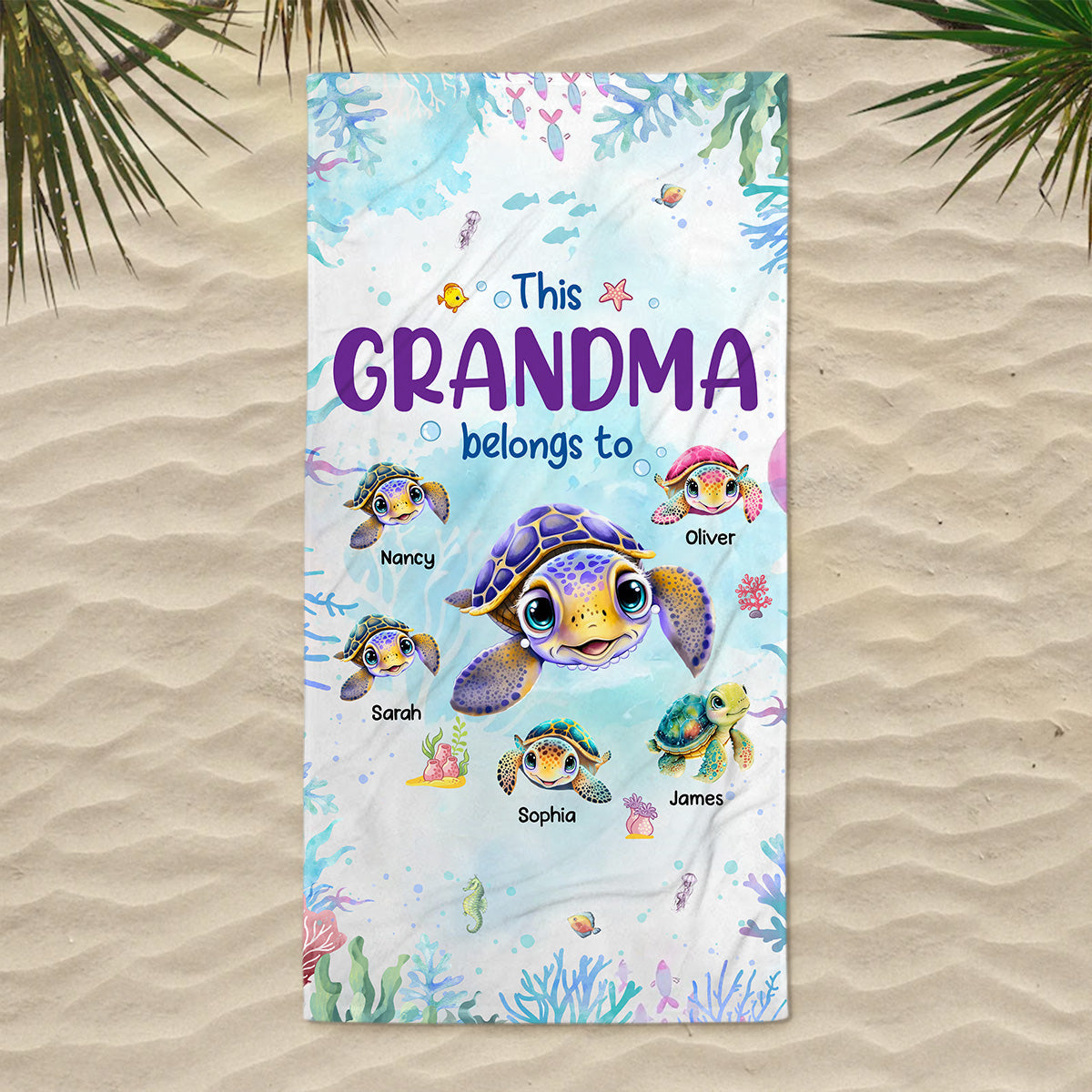 I Love Being Nana - Personalized Beach Towel