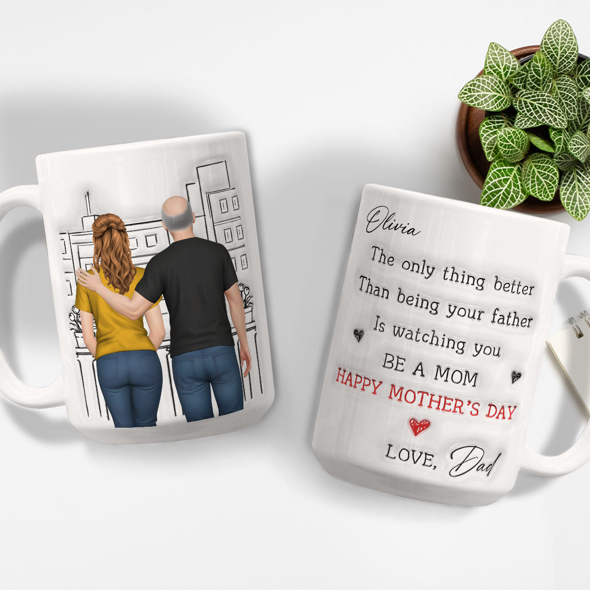 Custom Mother's Day Gift for Daughter • Watching You Be Caring Mom Ver 2 - Personalized 3D Inflated Effect Mug