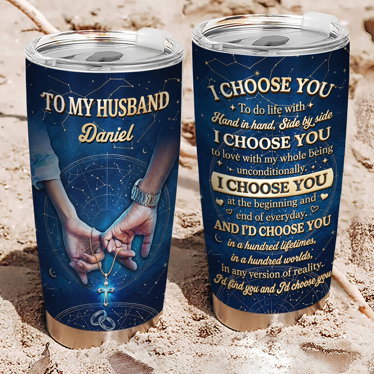 Custom Christmas Anniversary Gifts For Husband • I Choose You My Husband - Personalized 3D Effect Tumbler