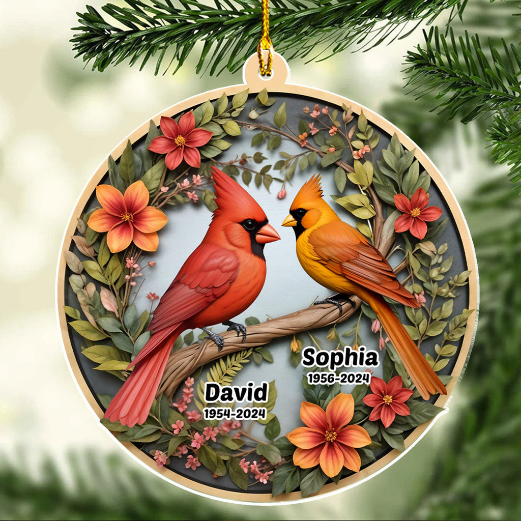 Custom Memorial Christmas Ornament, Sympathy Keepsake •  Cardinals Appear When Angels Are Near - Personalized Acrylic Ornament