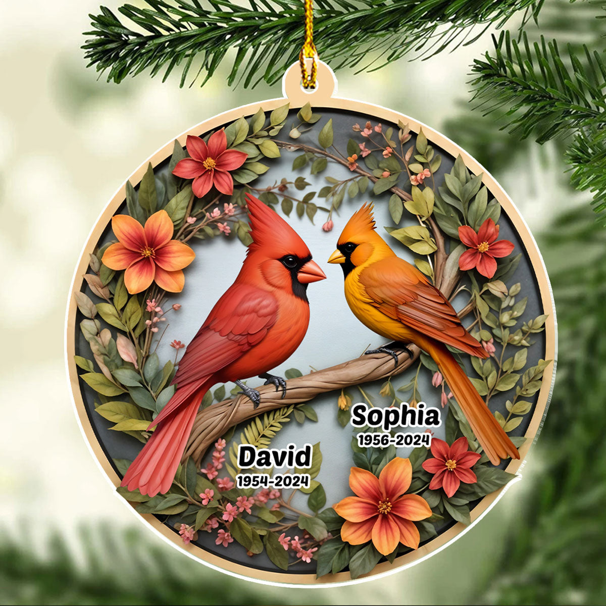 Custom Memorial Christmas Ornament, Sympathy Keepsake •  Cardinals Appear When Angels Are Near - Personalized Acrylic Ornament