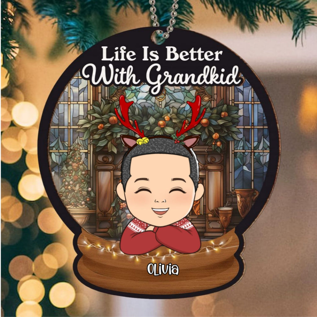 Custom Keepsake Christmas Ornament •  Life Is Better With Grandkids - Personalized Suncatcher Ornament
