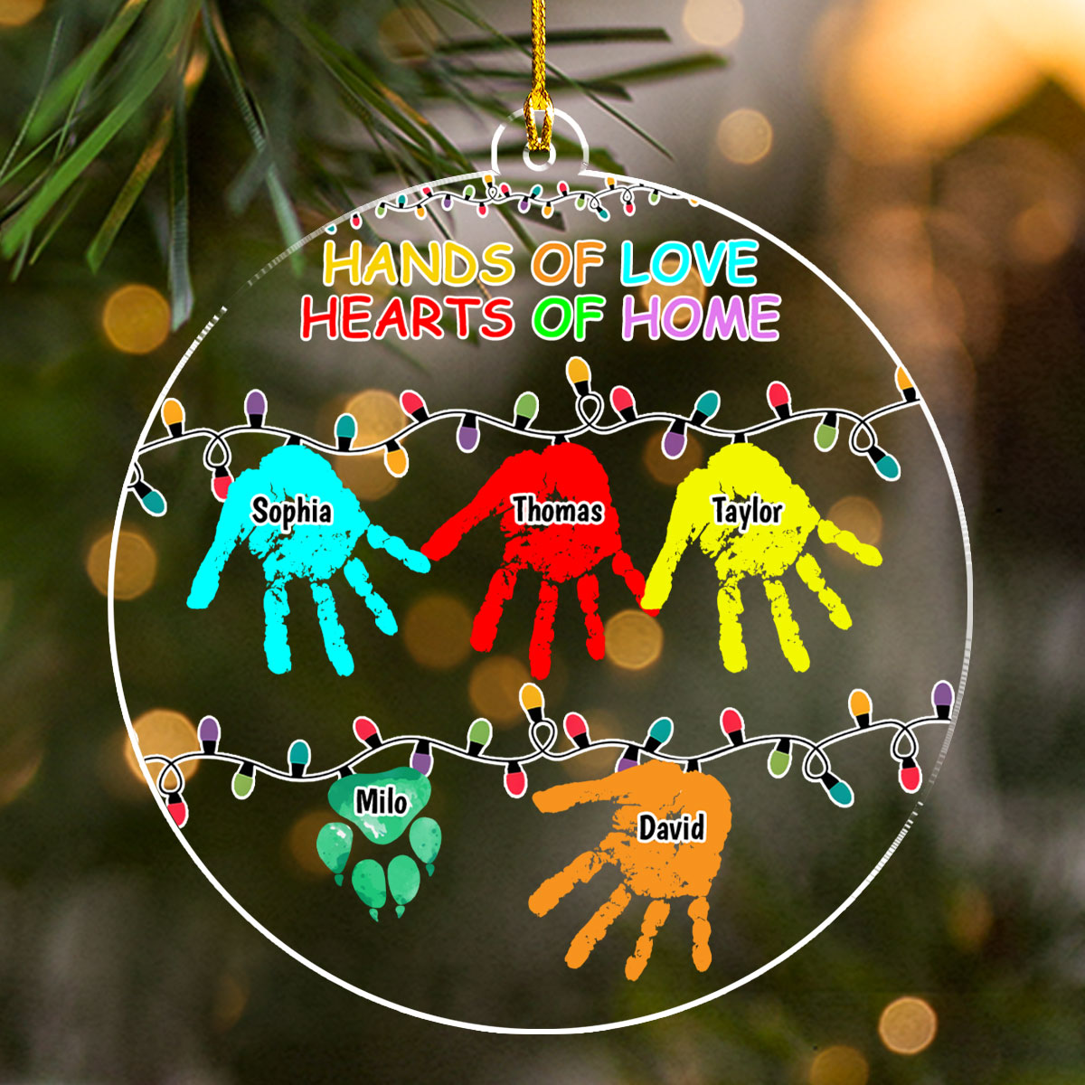 Custom Family Ornament, Christmas Gift for Family Members •  Hands Of Love - Personalized Acrylic Ornament