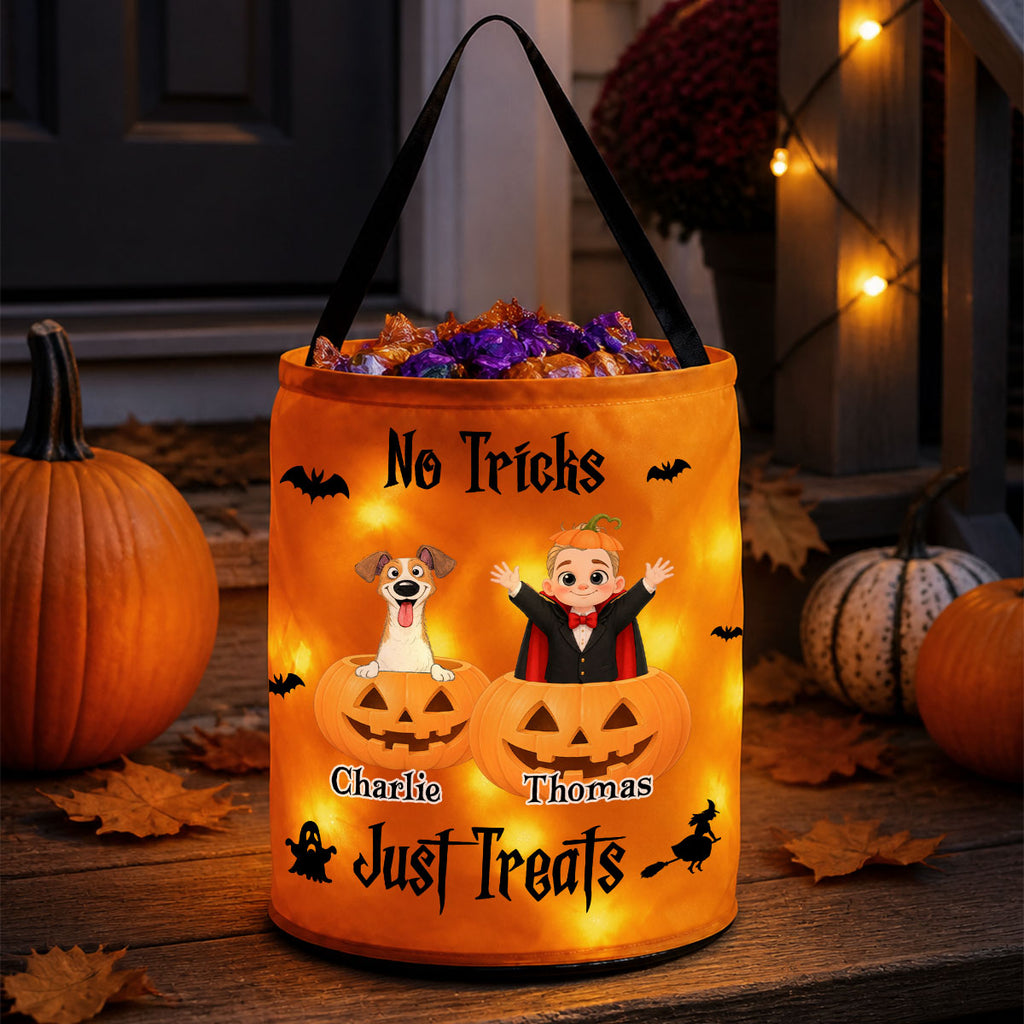 No Tricks Just Treats - Personalized Light Up Basket