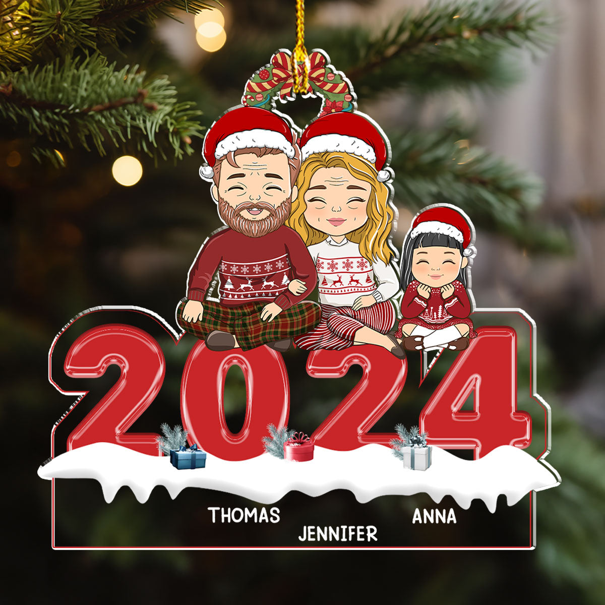 Custom Family Ornament, Christmas Gift for Family Members •  Family 2024 - Personalized Acrylic Ornament