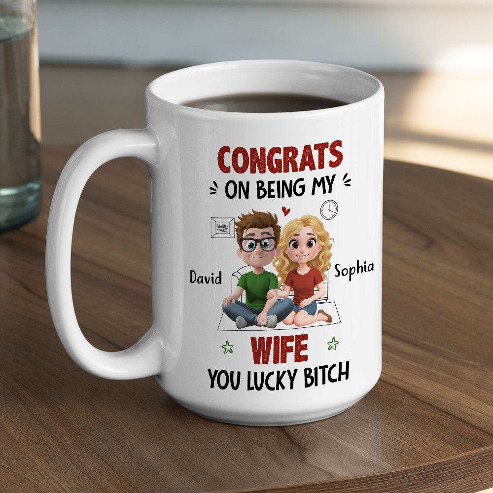 Custom Anniversary Keepsake Gifts For Couple • My Wife Won The Jackpot - Personalized Coffee Mug