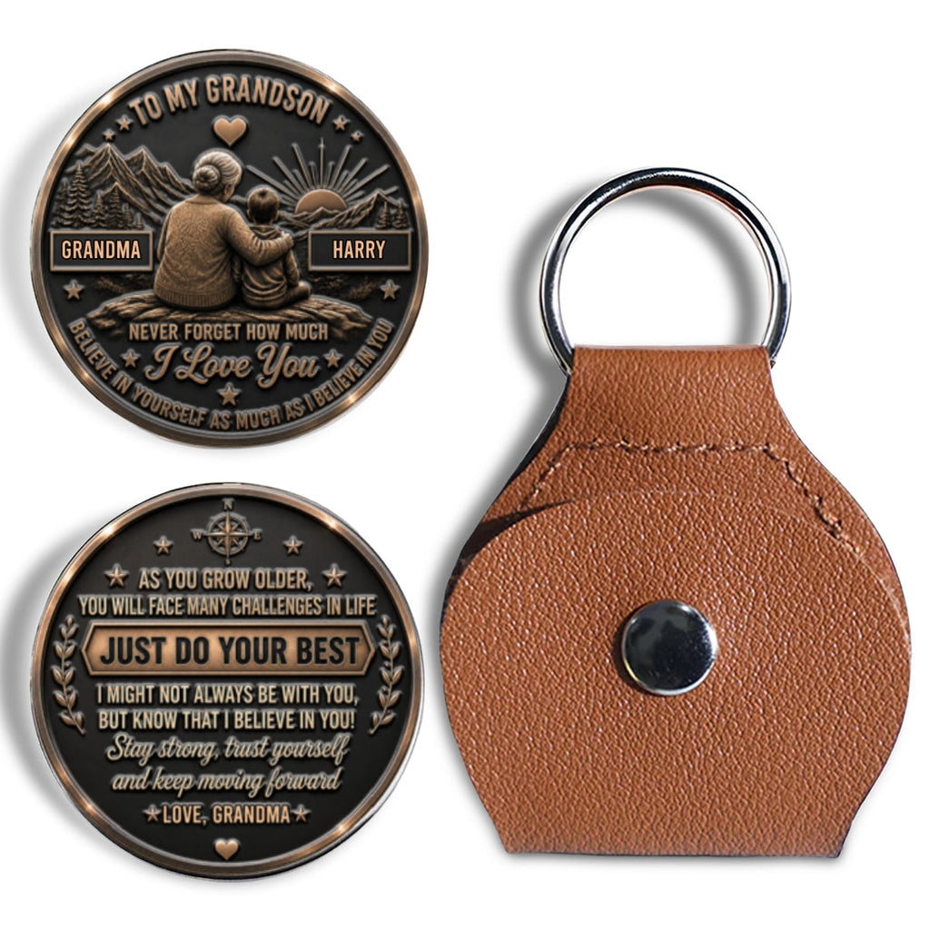 Custom Coin Keychain For Grandson Nephew, Family Keepsake • My Greatest Little Blessing - Personalized 3D Printing Pocket Hug