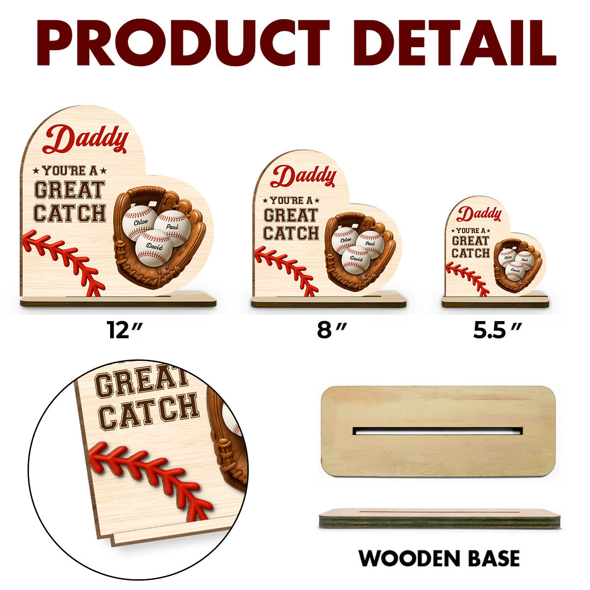 Custom Father's Day Decor, Gift for Dad & Grandpa • Best Baseball Dad - Personalized 2-Layer Wood Plaque With Flat Base