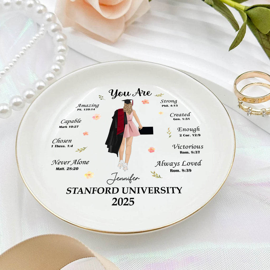 Custom Class of 2026 Trinket Dish, Graduation Gift For Her • You Are Chosen - Personalized Jewelry Dish