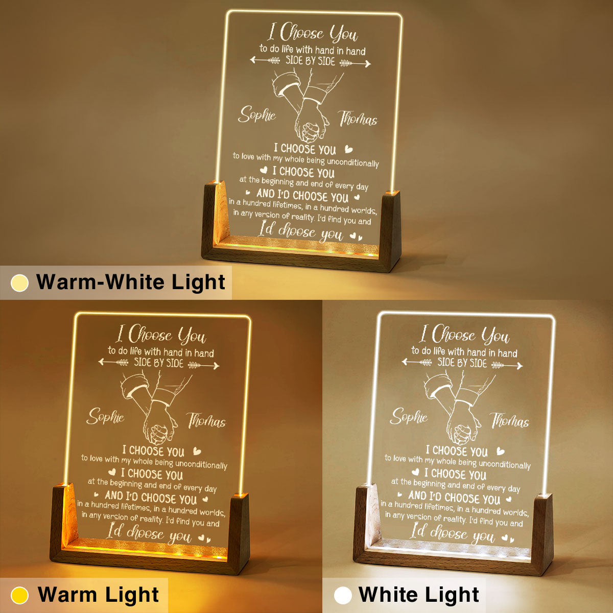 Custom Couple Gift for Anniversary, Valentine's Day, Christmas • I Choose You - Personalized Night Light