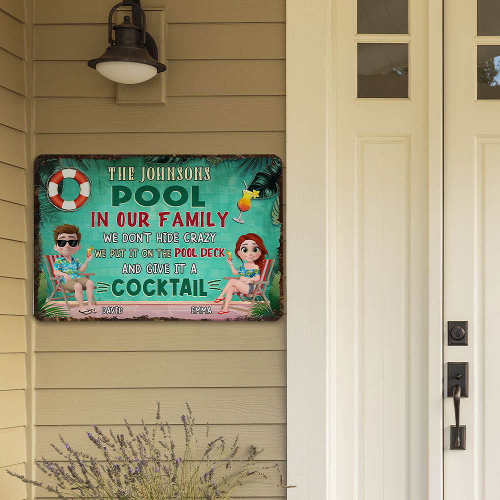 Custom Home & Wall Decor, Birthday & Christmas Gift • Our Pool - Personalized Metal Sign