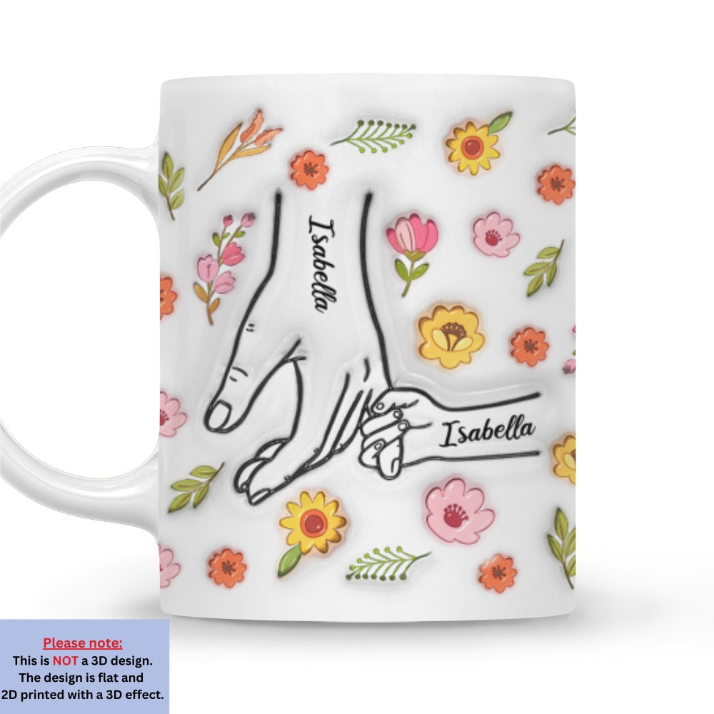 Custom Christmas & Birthday Gift For Grandma • Holding Hands Grandma - Personalized 3D Inflated Effect Mug