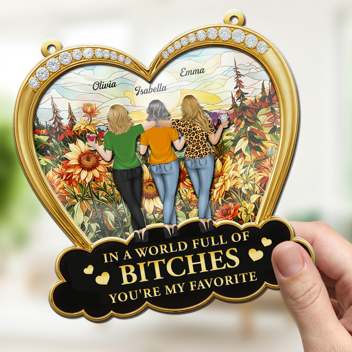 Custom Christmas Hanging Decor, for Best Friend, Friendship Gifts • Favorite Besties - Personalized Suncatcher