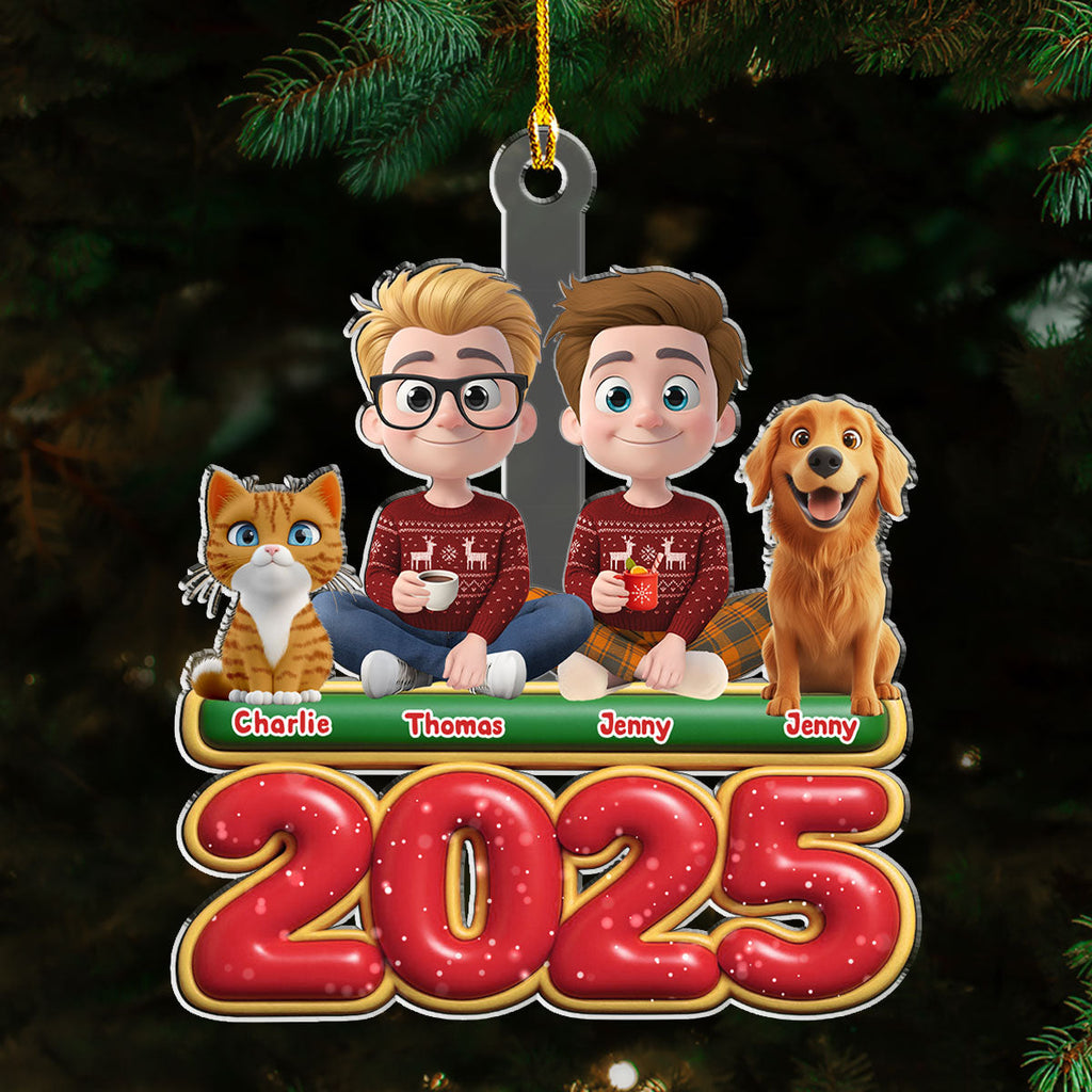 Custom Couple Christmas Ornament, Anniversary Gift •  We And Our Pet Version 2 - Personalized Acrylic Ornament