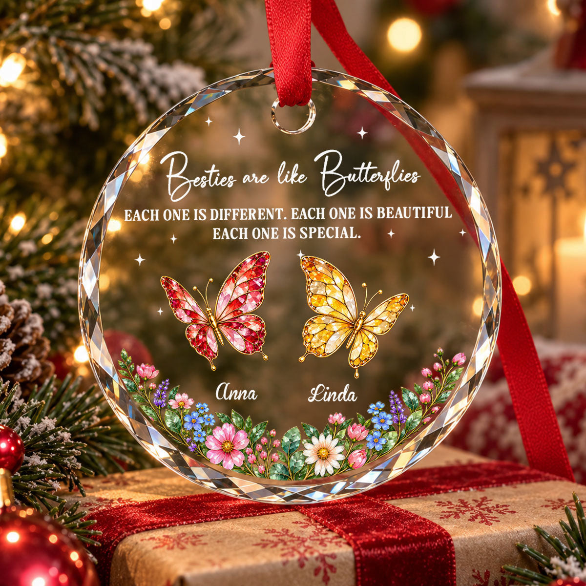 Custom Sister Christmas Ornament •  Each One Is Special - Personalized Glass Ornament