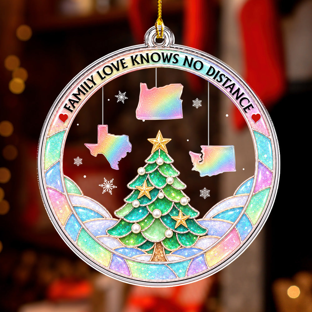Custom Keepsake Christmas Ornament •  Family Beyond Distance - Personalized Acrylic Ornament