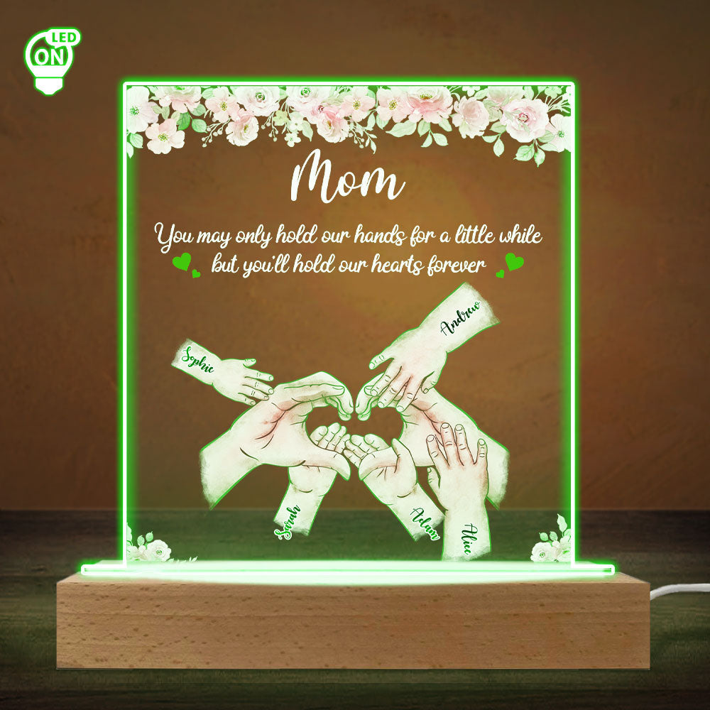 Custom Mother's Day Gift for Mom Grandma • Hold Our Hearts - Personalized LED Light