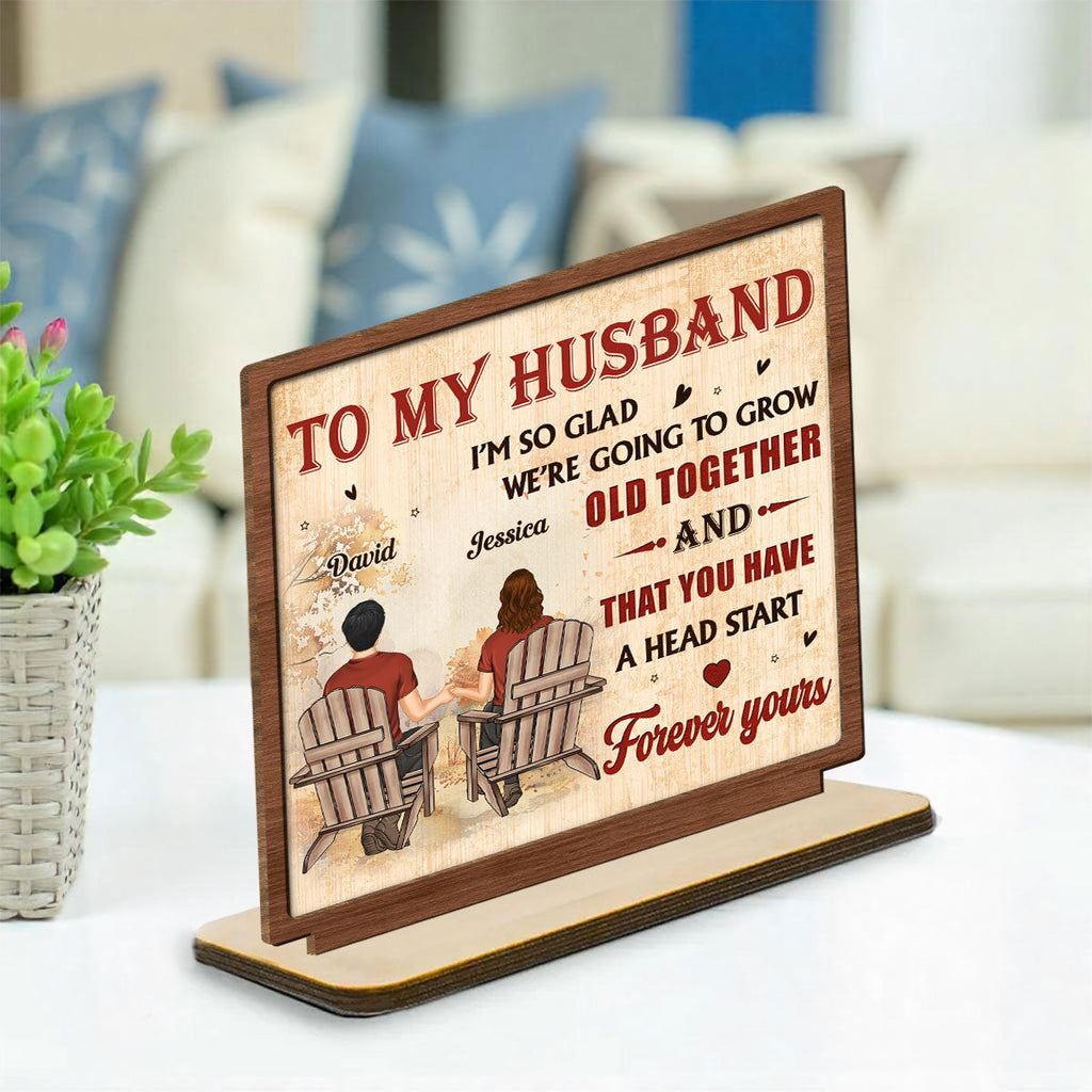 Custom Couple's Decor, Anniversary & Wedding Gift • A Lifetime With You - Personalized 2-Layer Wood Plaque With Flat Base