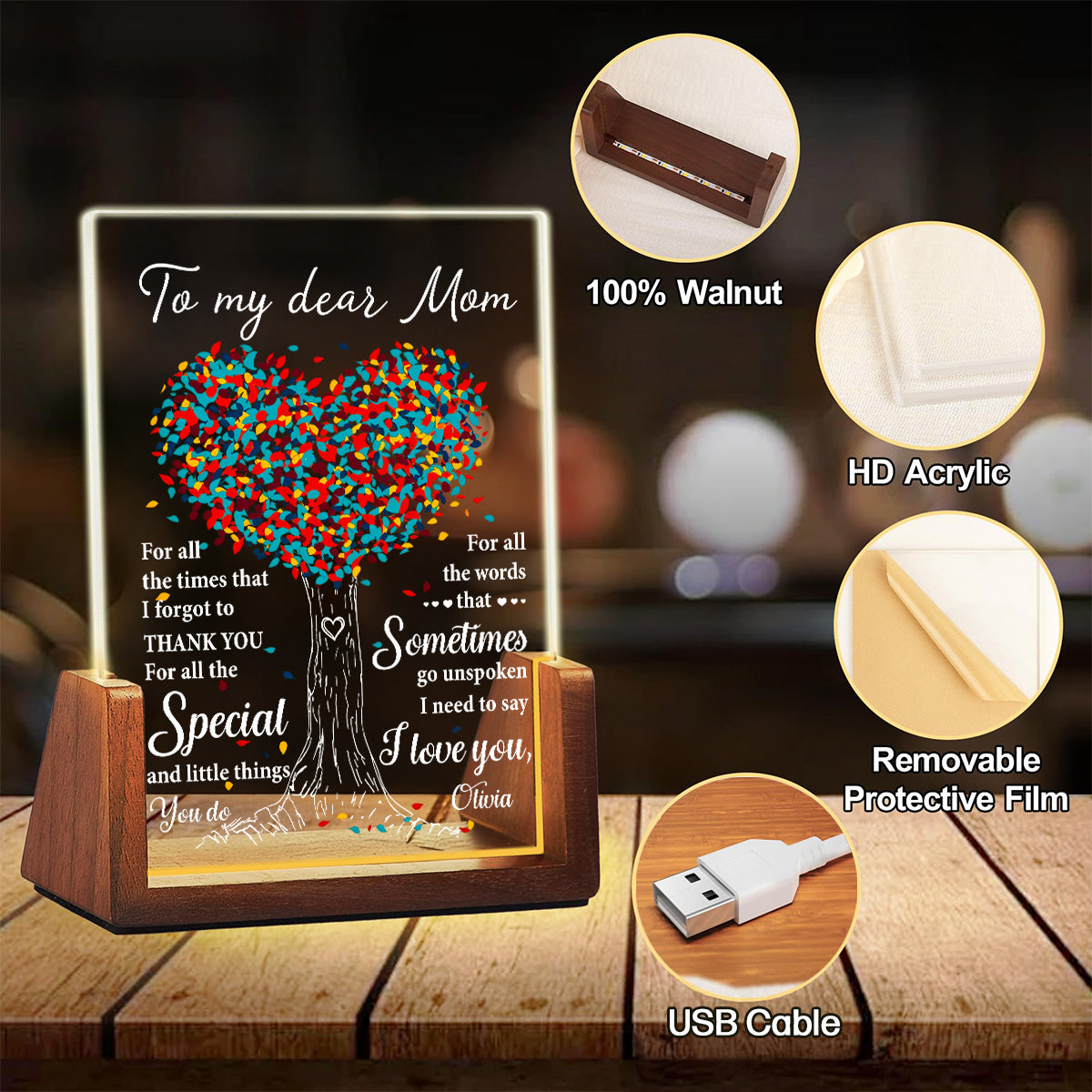 Custom Mother's Day Gift for Mom Grandma • To My Dear Mom - Personalized Night Light