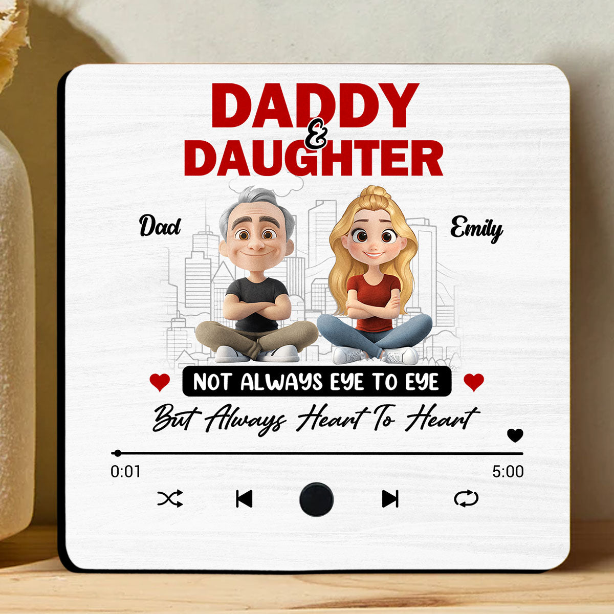 Dad and Daughter Always Connect - Personalized Music Fridge Magnet