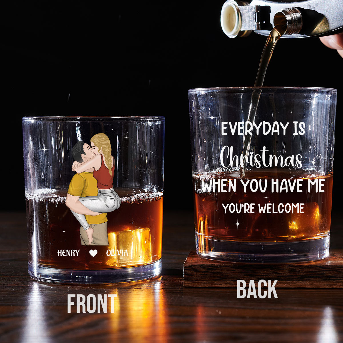 Custom Christmas Anniversary Birthday Drinkware Gifts for Couple • You Have Me - Personalized Whiskey Glass