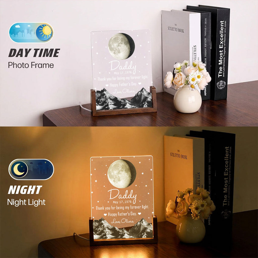 Custom Father's Day Gift for Dad Grandpa • For Being My Forever Light - Personalized Night Light